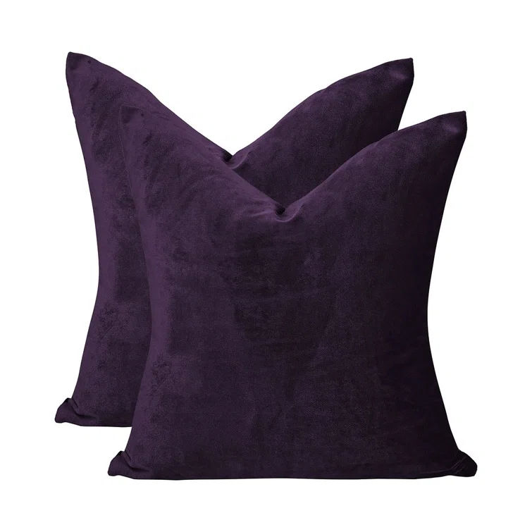 Velvet Throw Square Pillow Cover 48 Eggplant thumbnail 2