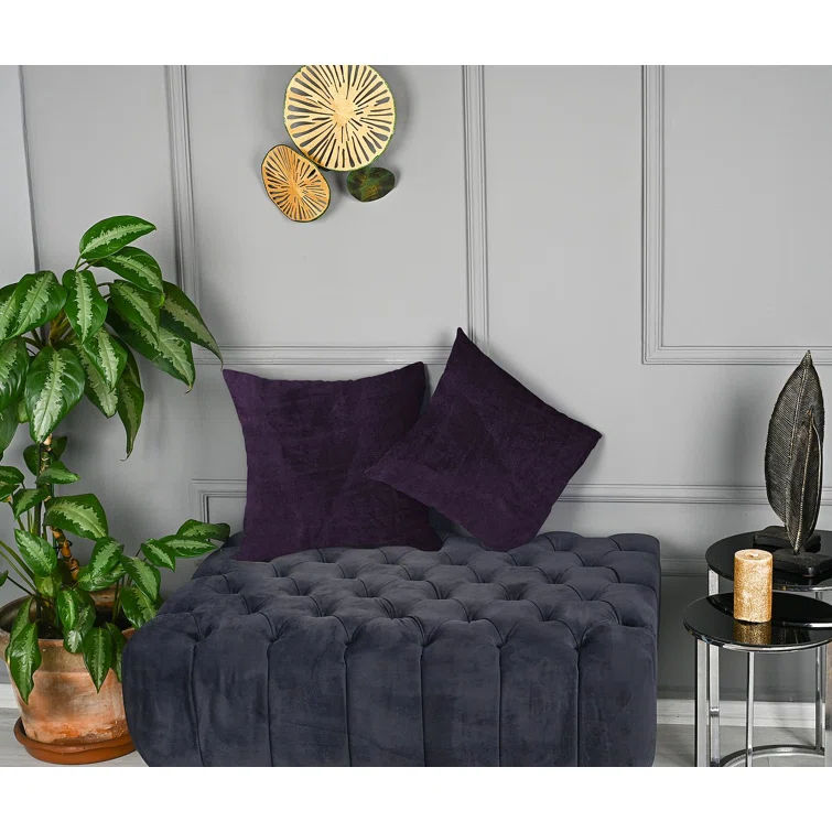 Velvet Throw Square Pillow Cover 48 Eggplant thumbnail 3