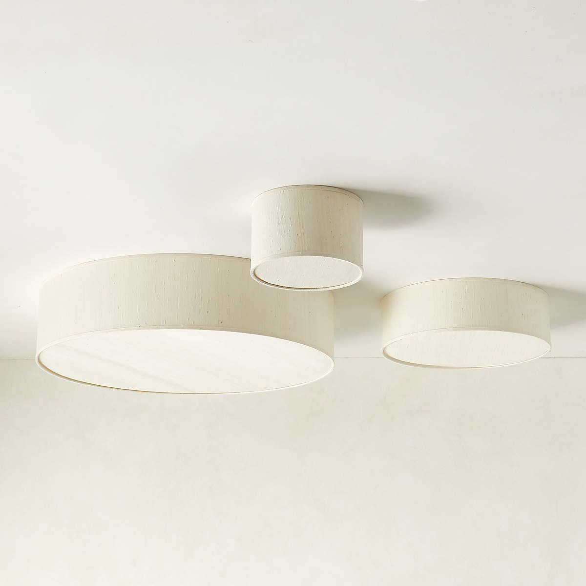 BOUM RAW SILK DRUM FLUSH MOUNT LIGHT 34 thumbnail 2