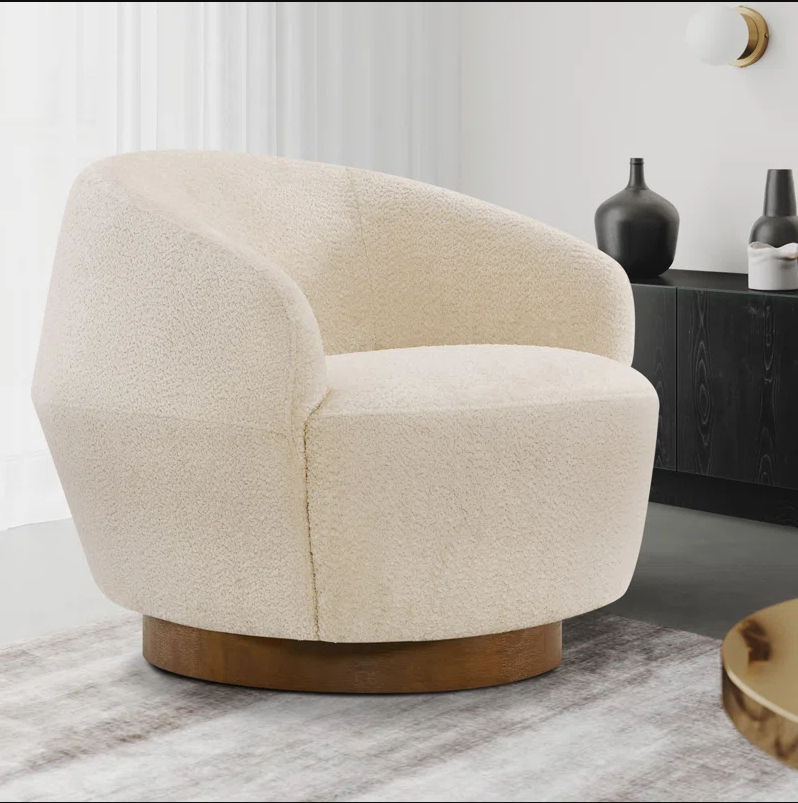 Olwen Boucle Upholstered Swivel Barrel Chair thumbnail 2