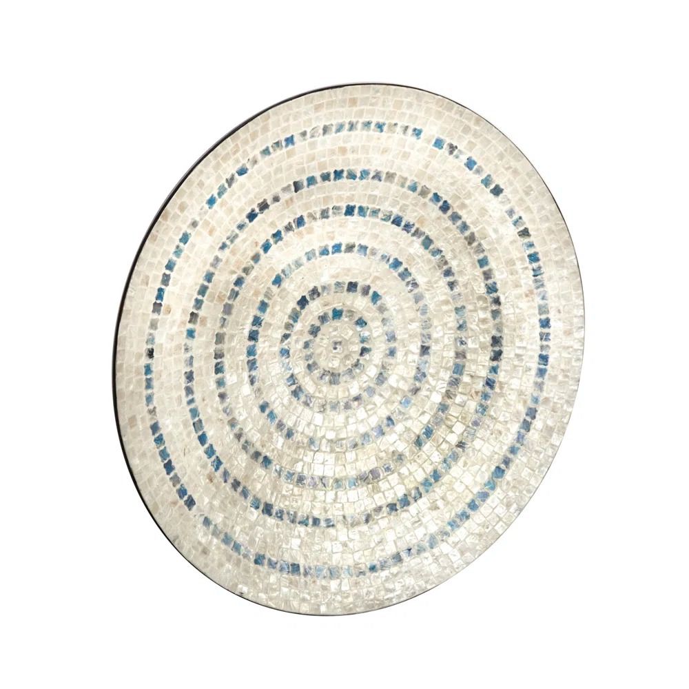 Mother of Pearl Shell Handmade Mosaic Plate Home Wall Decor with Blue Accents Dakota Fields thumbnail 3
