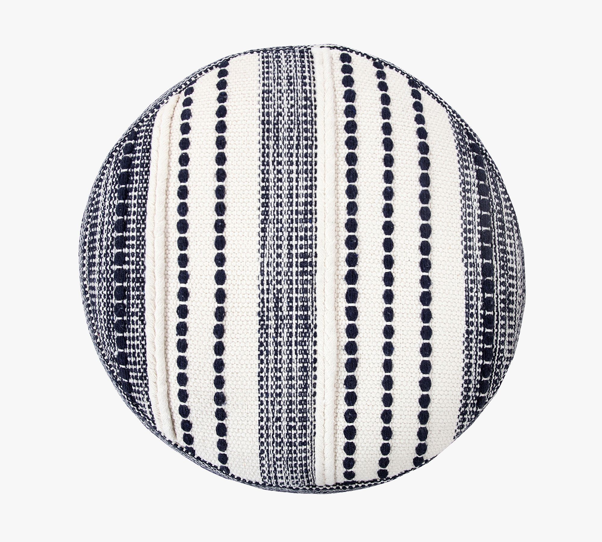 Coastal Striped Cotton Round Pouf thumbnail 3
