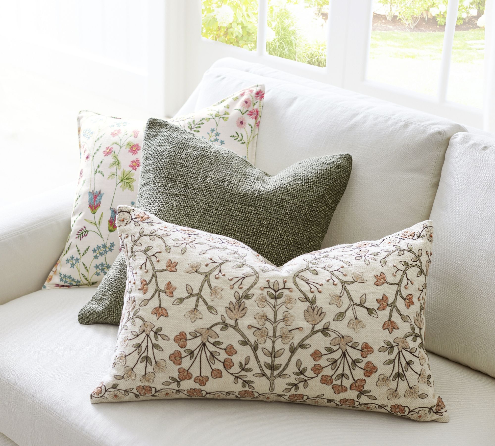 Zea Embroidered Lumbar Pillow-16"x26" thumbnail 3