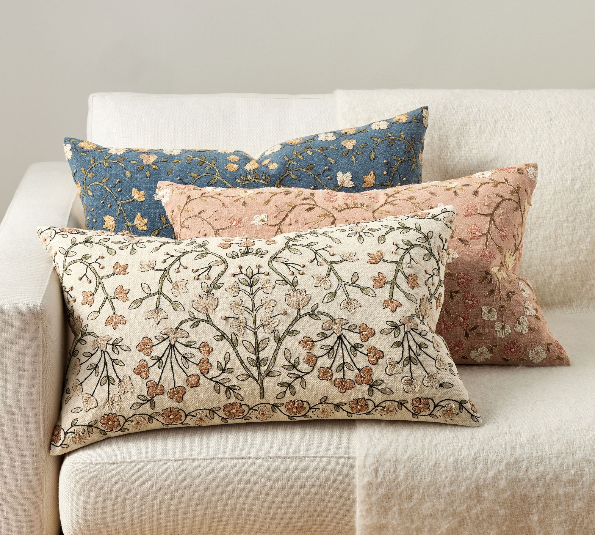 Zea Embroidered Lumbar Pillow-16"x26" thumbnail 4