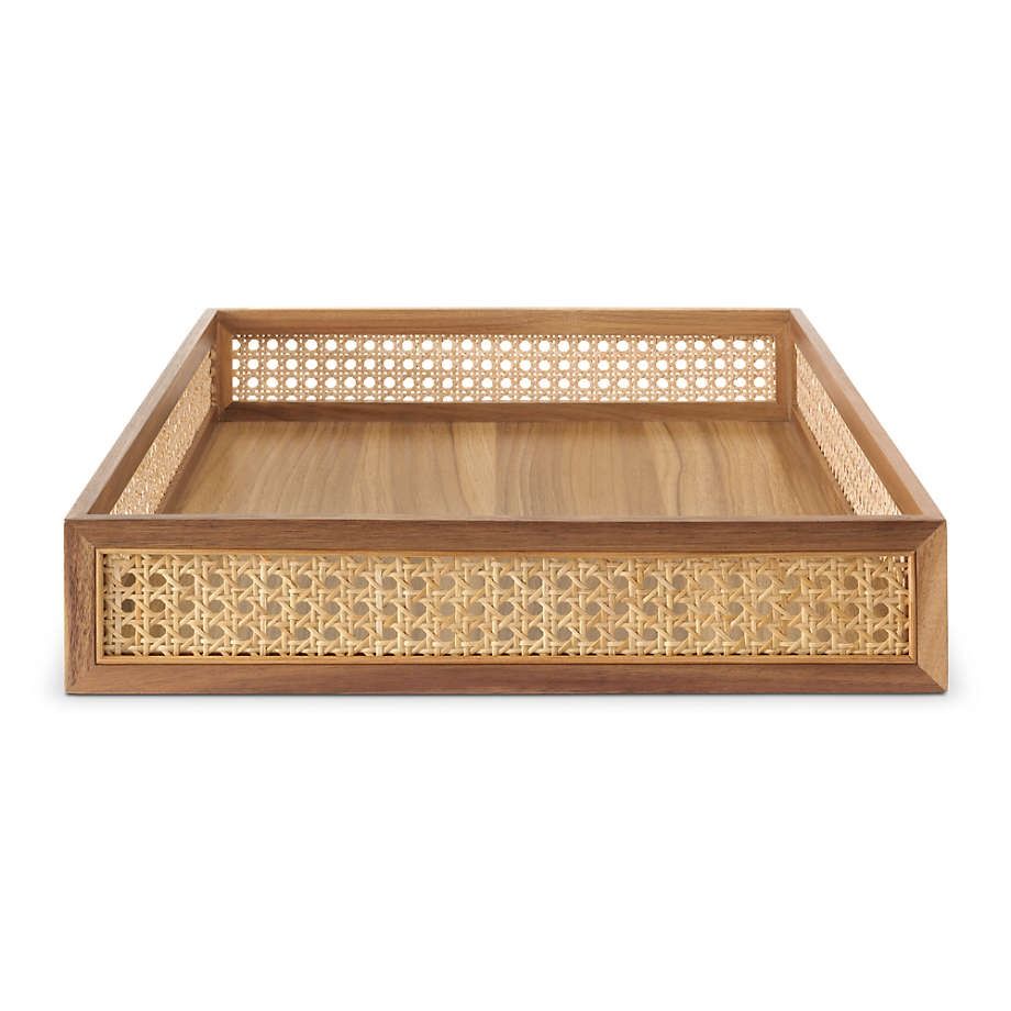 NeatMethod Cane and Wood Decorative Tray thumbnail 2