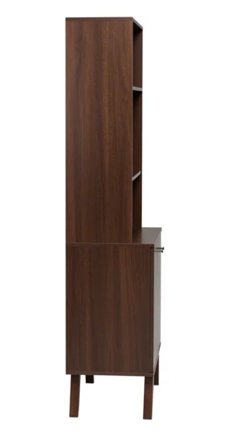 Guthmar Mid Century Modern Tall Bookcase With Adjustable Shelves thumbnail 4