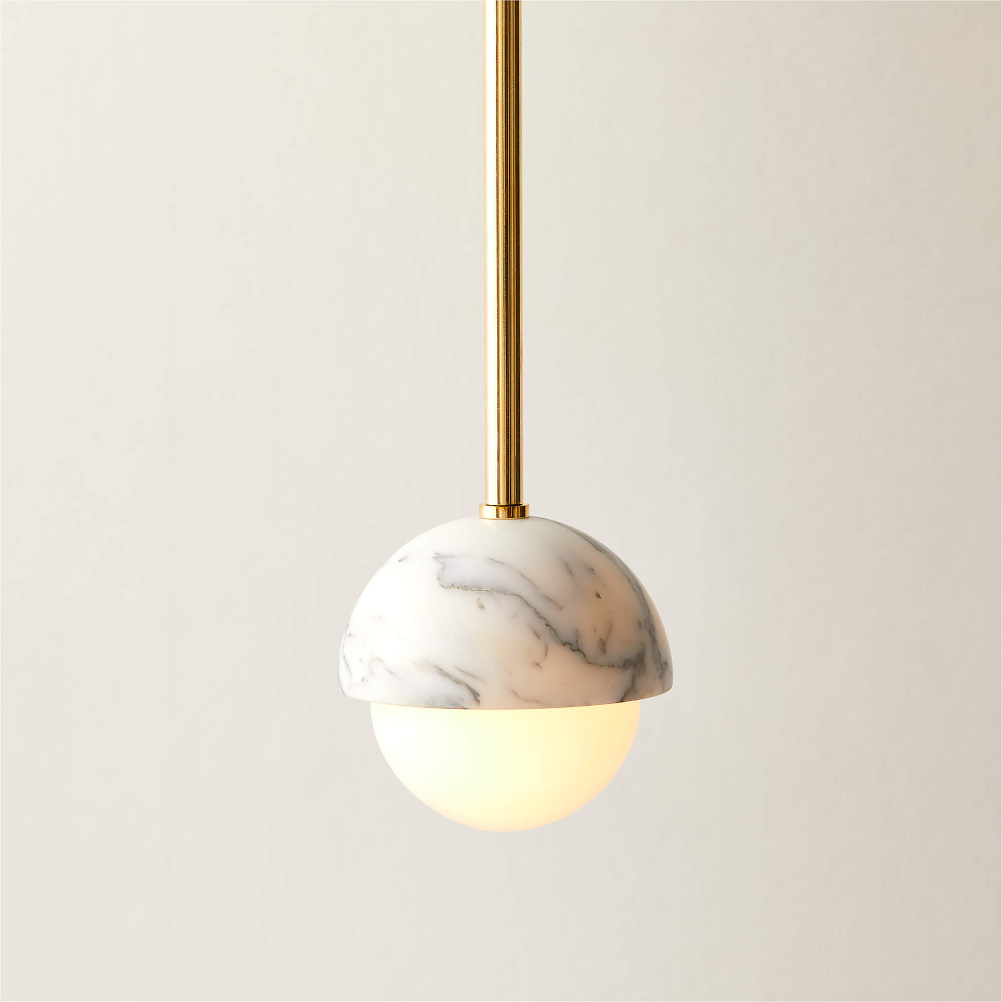 Polaris White Marble and Brass Globe Pendant Light thumbnail 3