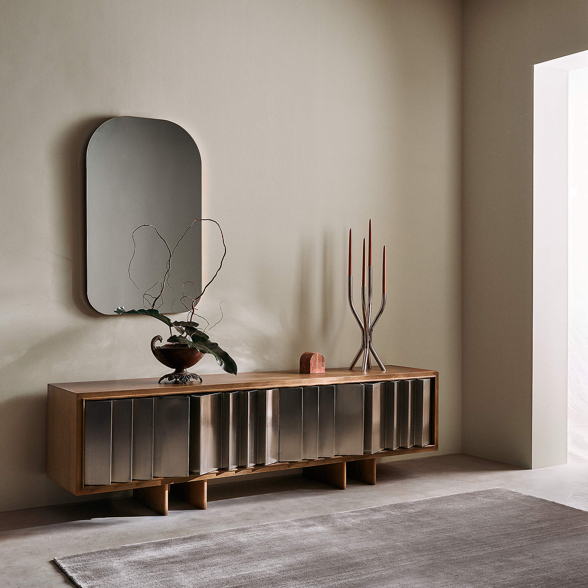 Audre Brass Arched Wall Mirror-25"x40" thumbnail 2