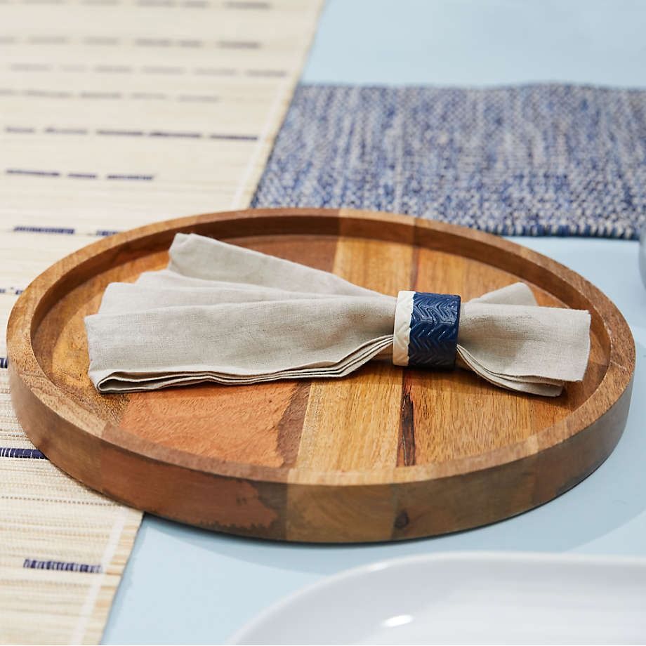 Ike Wooden Round Decorative Tray 15 thumbnail 2