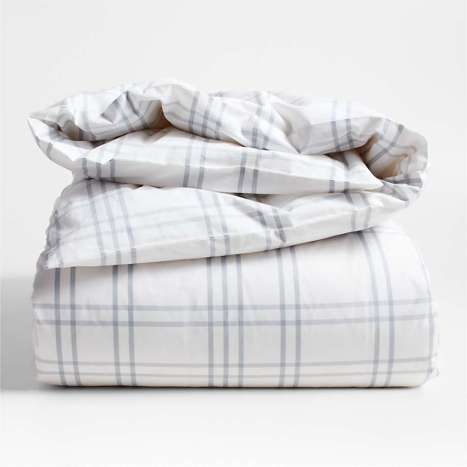 Stax Mist Blue Yarn-Dyed Organic Cotton Kids Full/Queen Duvet Cover thumbnail 2