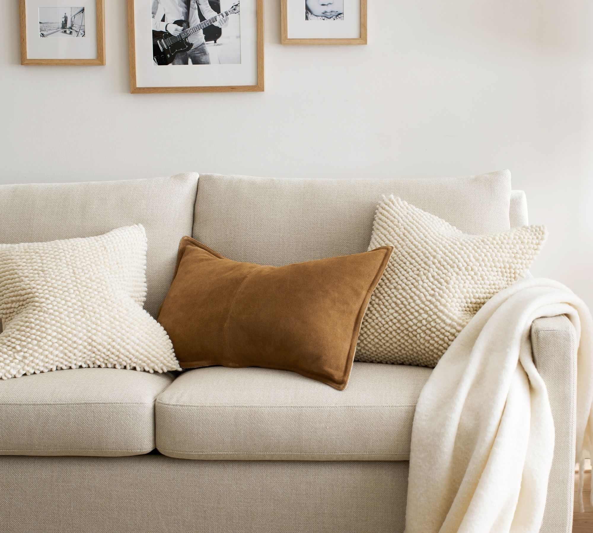 Pieced Suede Lumbar Pillow 16x26 thumbnail 5