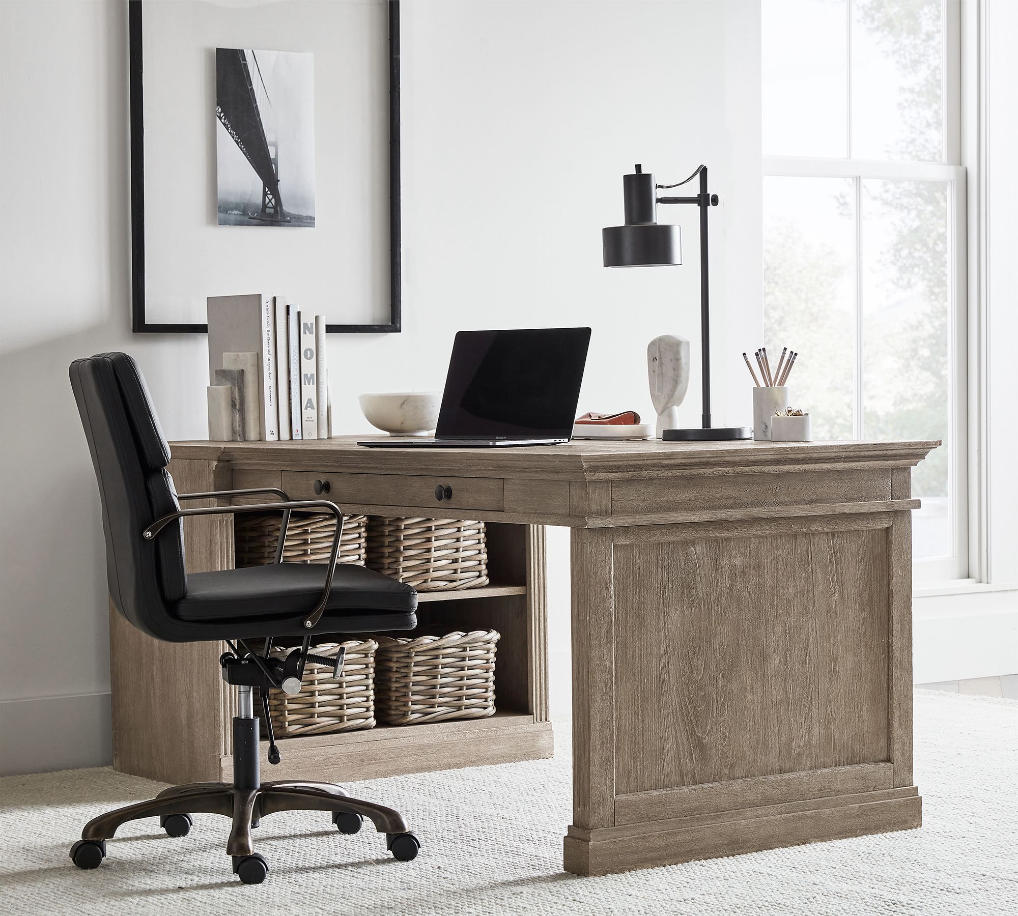 Livingston Peninsula Desk 72" Grey Wash thumbnail 2