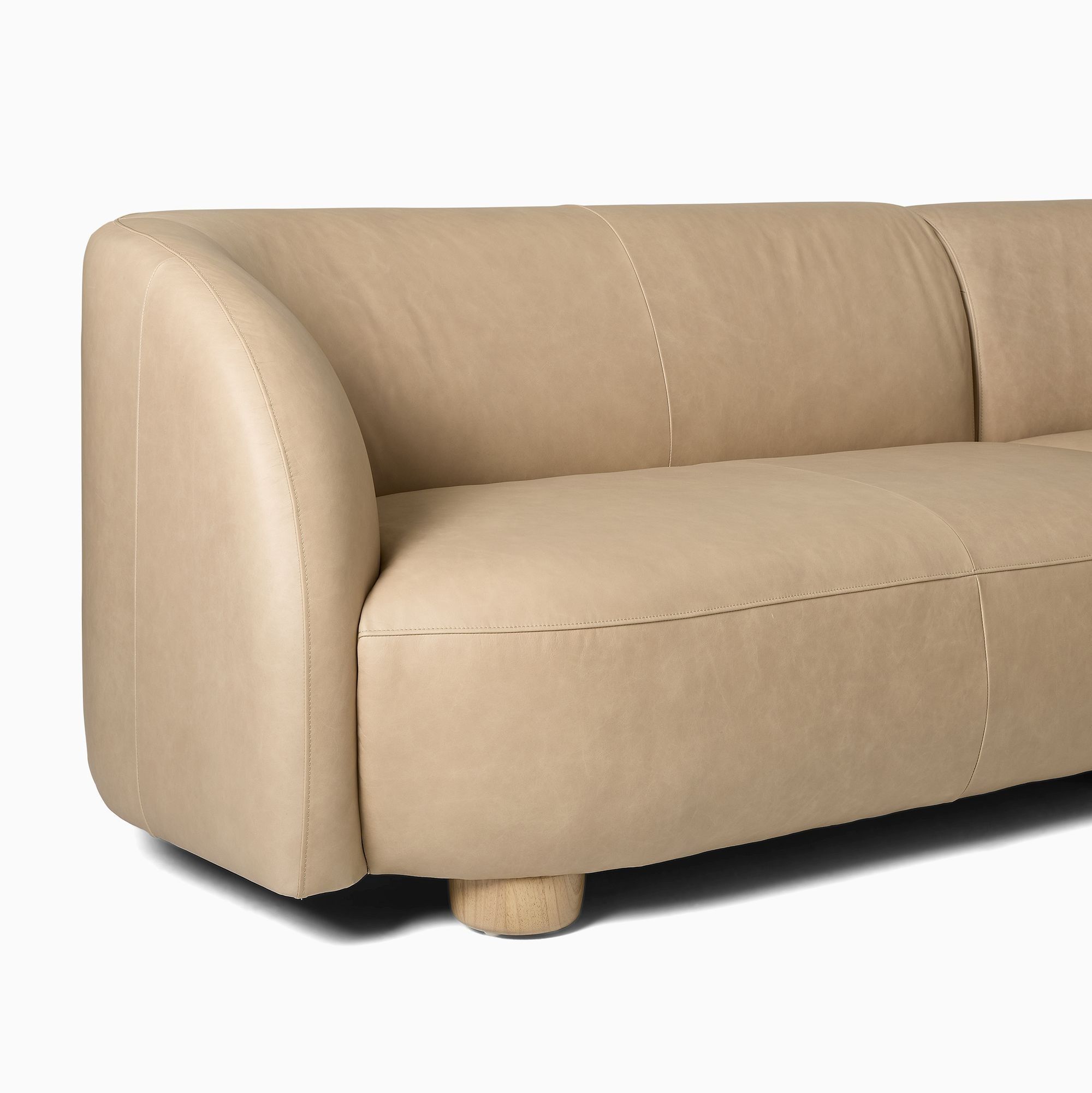 Laurent Leather 2-right Piece Wedge Chaise Sectional thumbnail 3