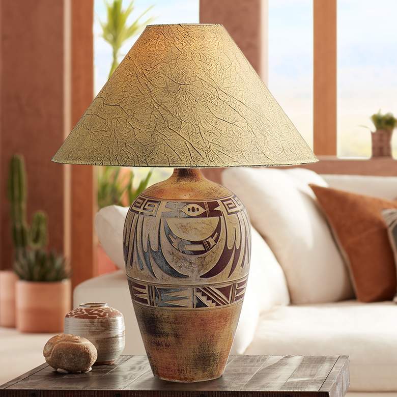 Marigold Eagle Pattern Handcrafted Southwest Table Lamp thumbnail 2