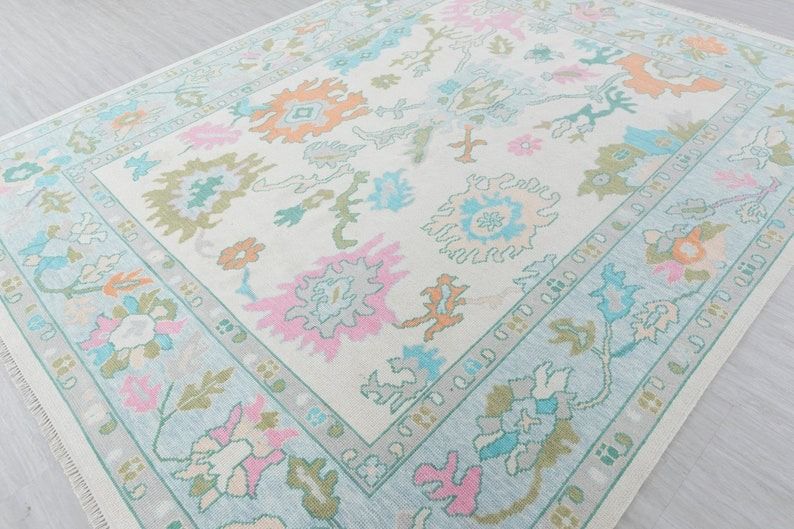 Hand Knotted Oushak Rug Turkish New Zealand Woolen Rug Thick Pile Soft Knotted Rug Large Area Rug thumbnail 2