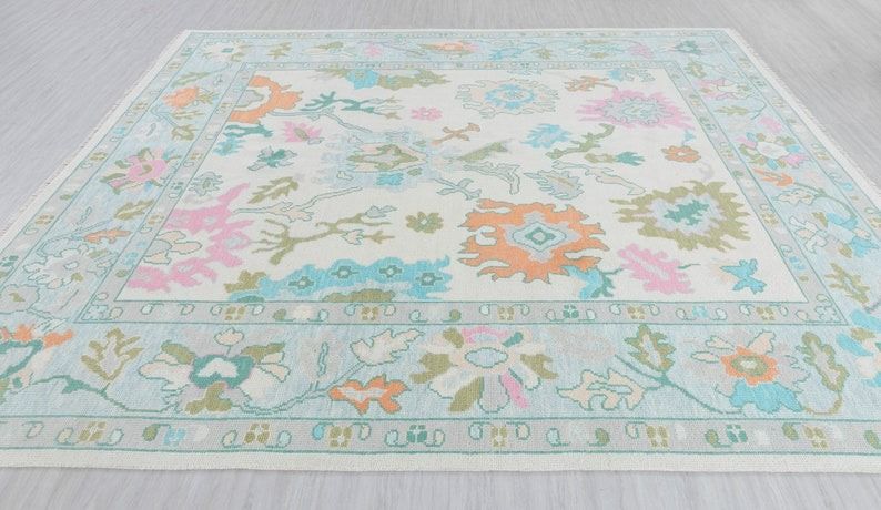 Hand Knotted Oushak Rug Turkish New Zealand Woolen Rug Thick Pile Soft Knotted Rug Large Area Rug thumbnail 3