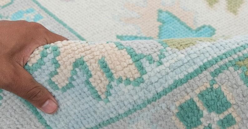 Hand Knotted Oushak Rug Turkish New Zealand Woolen Rug Thick Pile Soft Knotted Rug Large Area Rug thumbnail 4