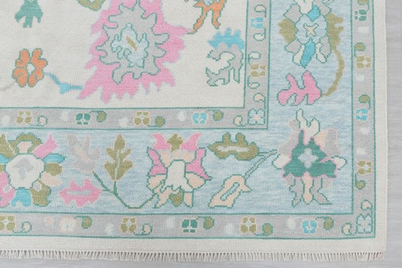 Hand Knotted Oushak Rug Turkish New Zealand Woolen Rug Thick Pile Soft Knotted Rug Large Area Rug thumbnail 5