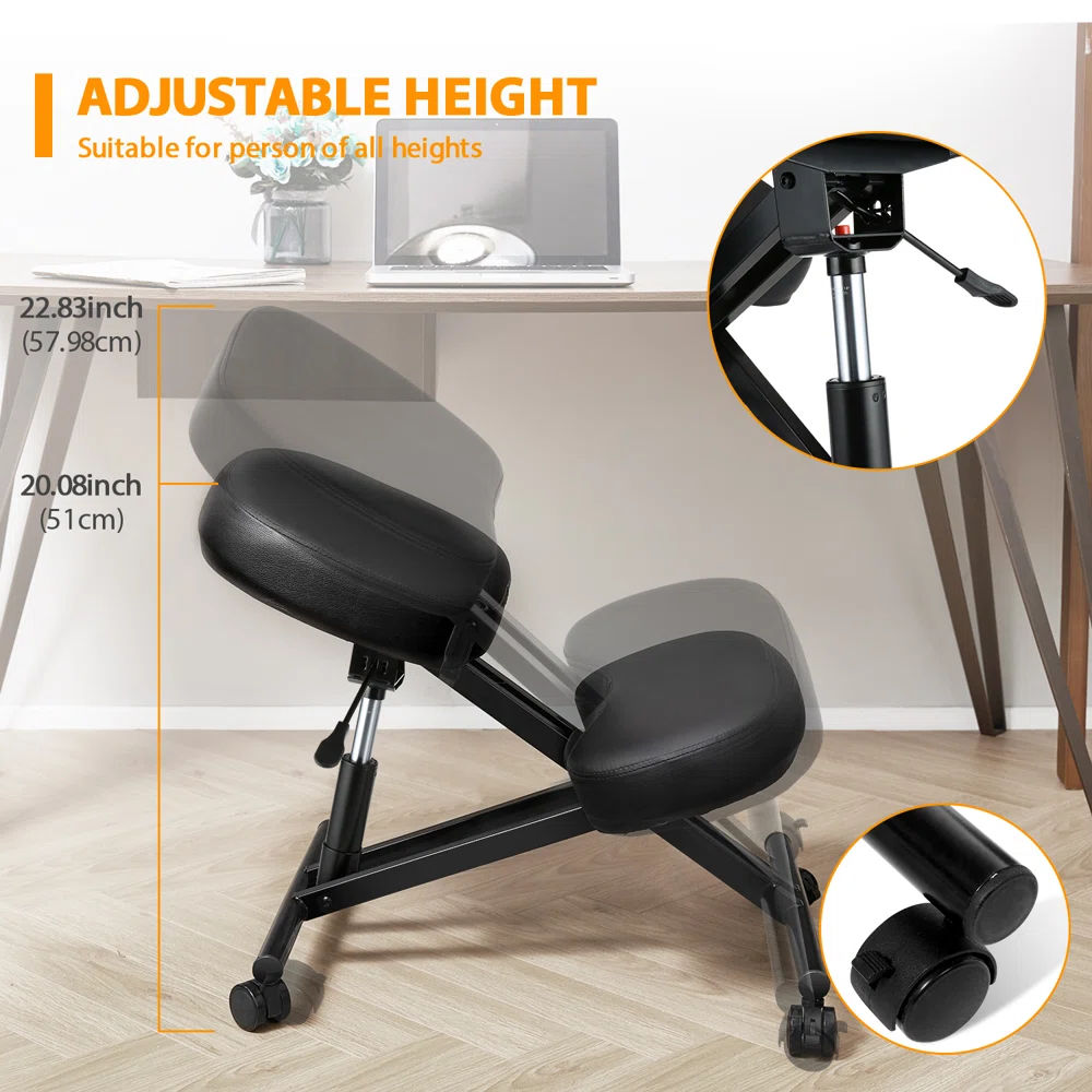 Ekmel Adjustable Height Ergonomic Kneeling Chair with Wheels thumbnail 2