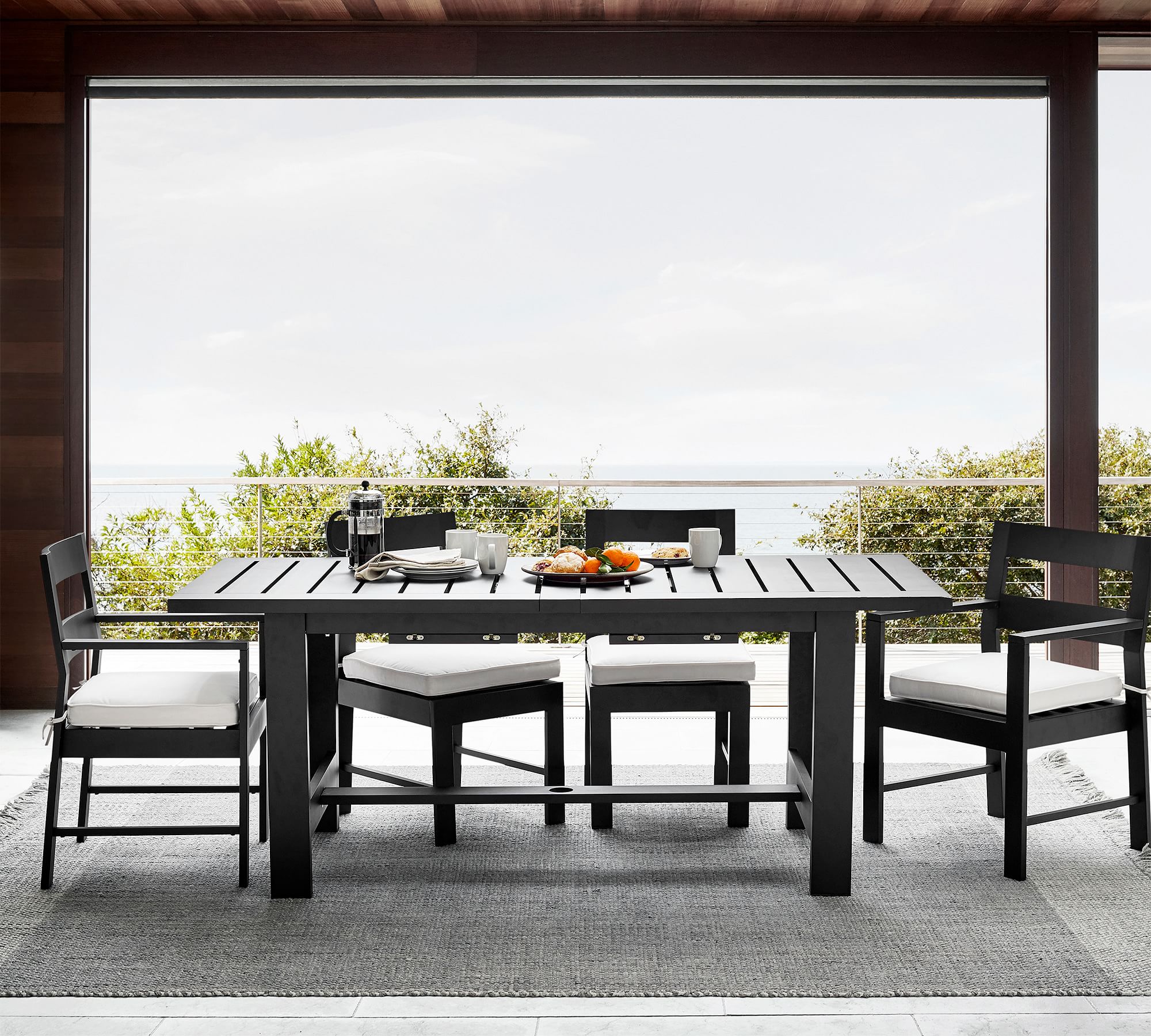 Malibu Metal Extendable Rectangular Outdoor Dining Table (76"-103") thumbnail 2