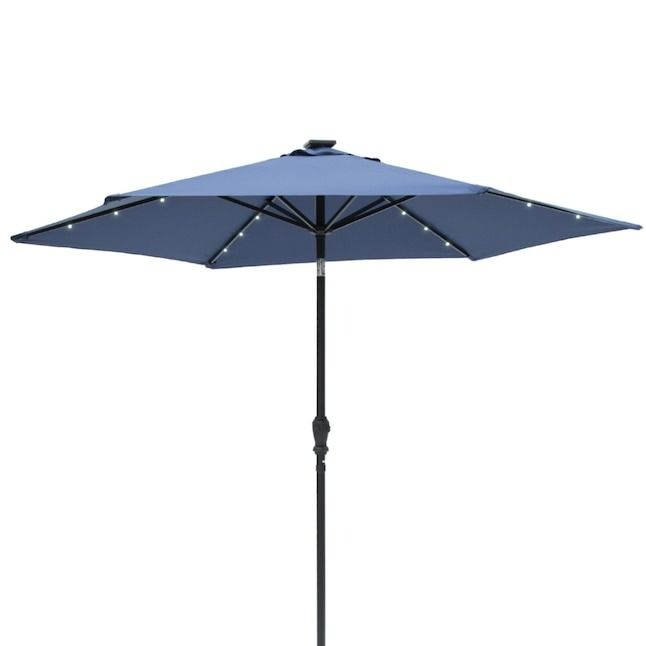Sun-Ray 8.85 ft Steel Navy Blue Push-button Tilt Market Patio Umbrella thumbnail 2