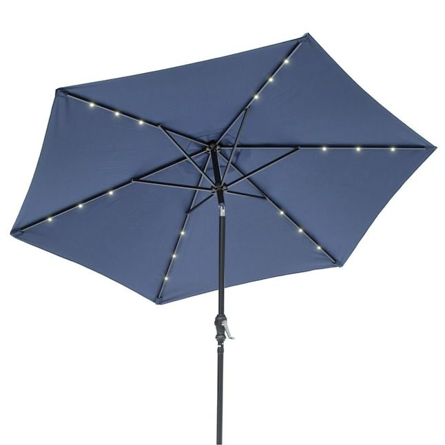 Sun-Ray 8.85 ft Steel Navy Blue Push-button Tilt Market Patio Umbrella thumbnail 6