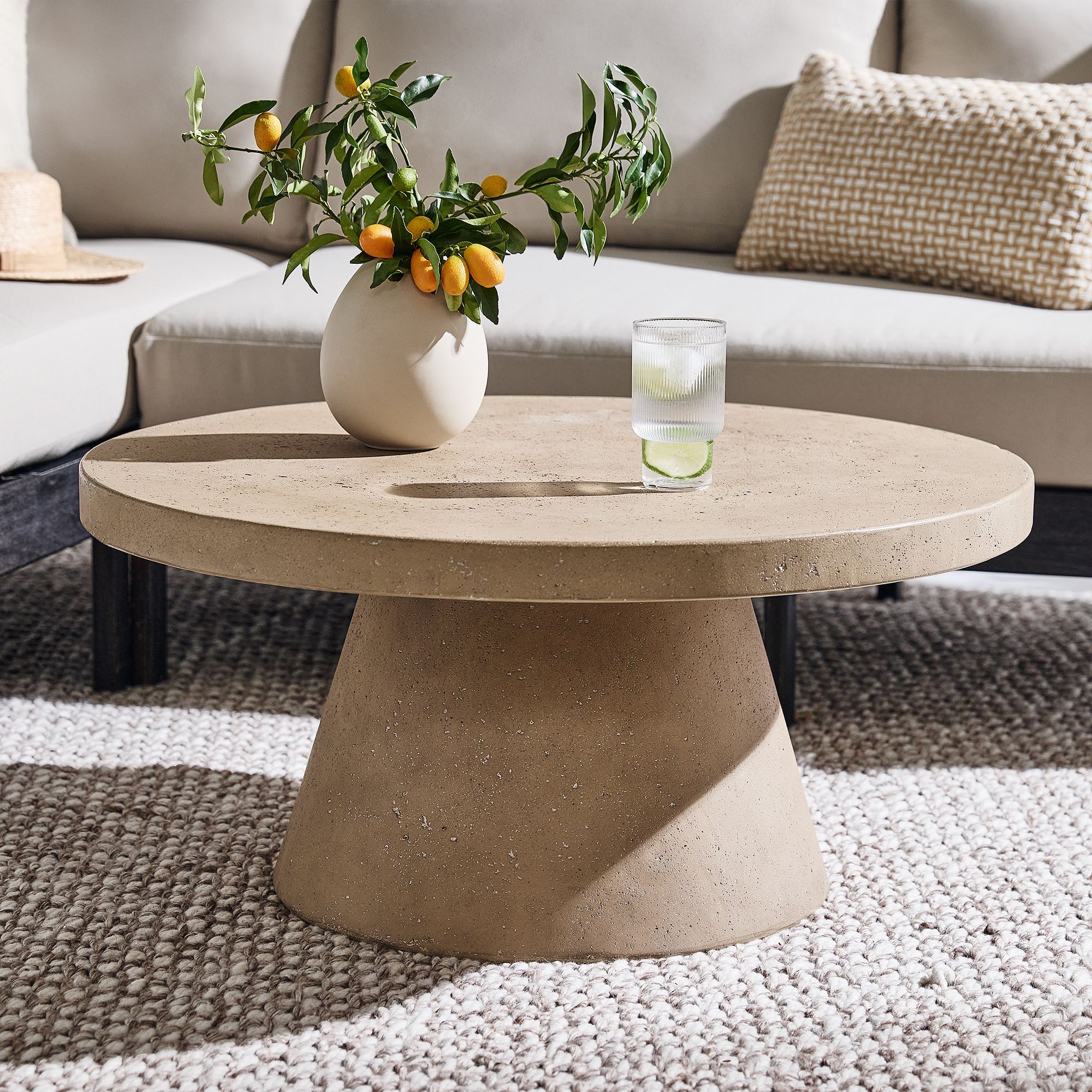 Textured Concrete Outdoor Coffee Table thumbnail 5