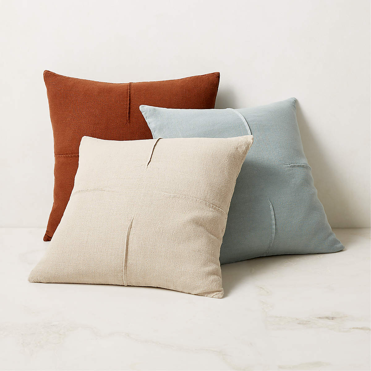TUCK BROWN LINEN THROW PILLOW WITH DOWN thumbnail 2