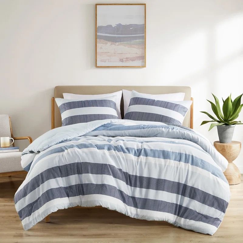 Hassell Stripe Textured Print Microfiber Comforter Set Twin thumbnail 2