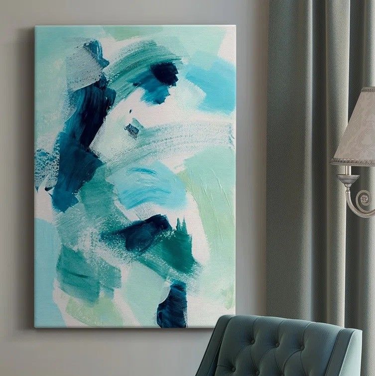 Teal Composition I Painting Print on Canvas thumbnail 2