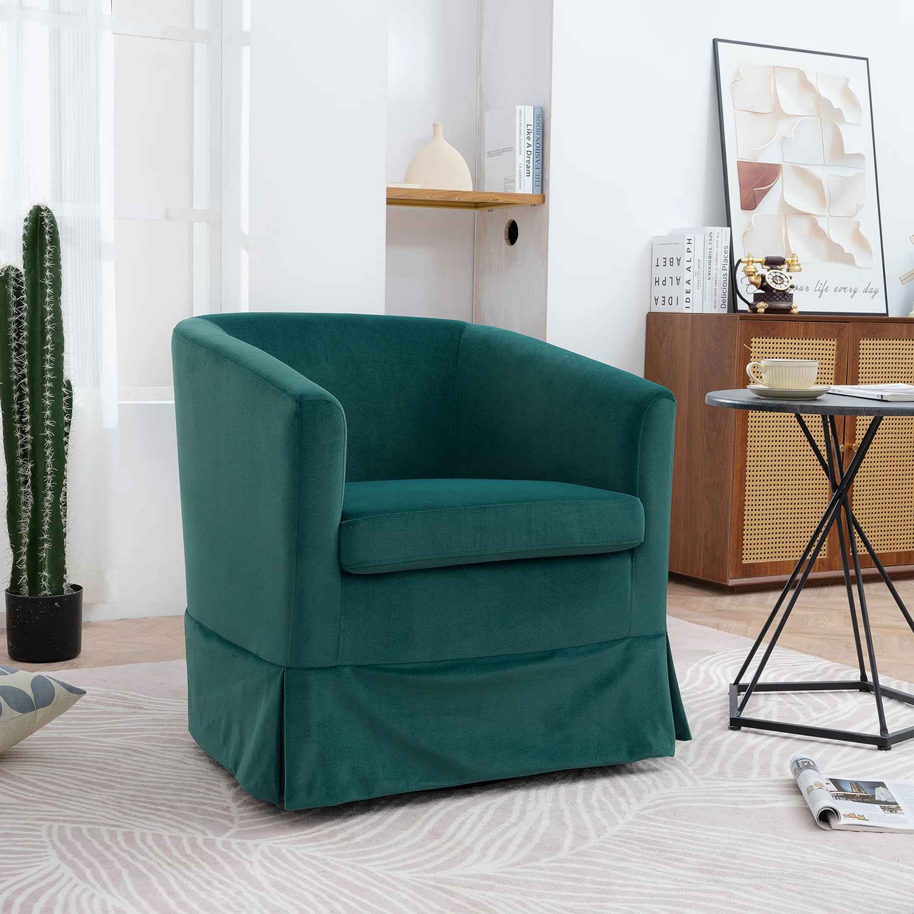 Alvonte Upholstered Swivel Barrel Chair thumbnail 2
