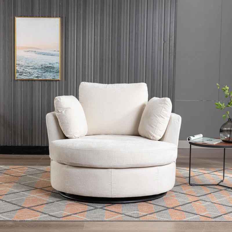 Achorn Polyester Recessed Arm Swivel Barrel Chair thumbnail 2