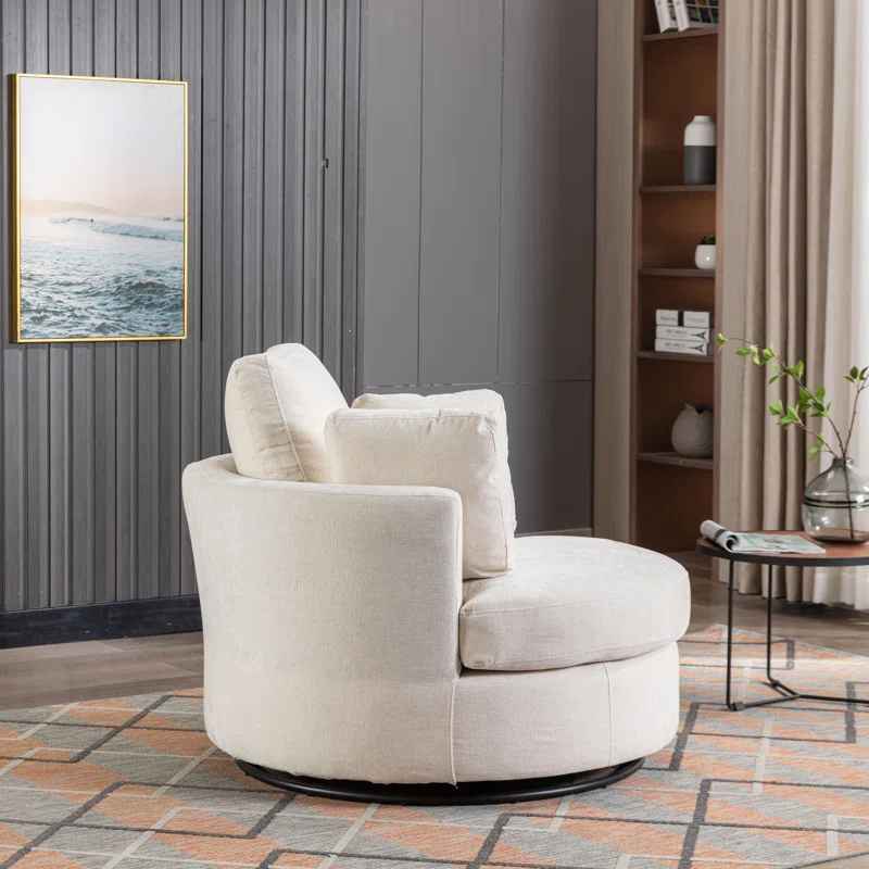 Achorn Polyester Recessed Arm Swivel Barrel Chair thumbnail 3