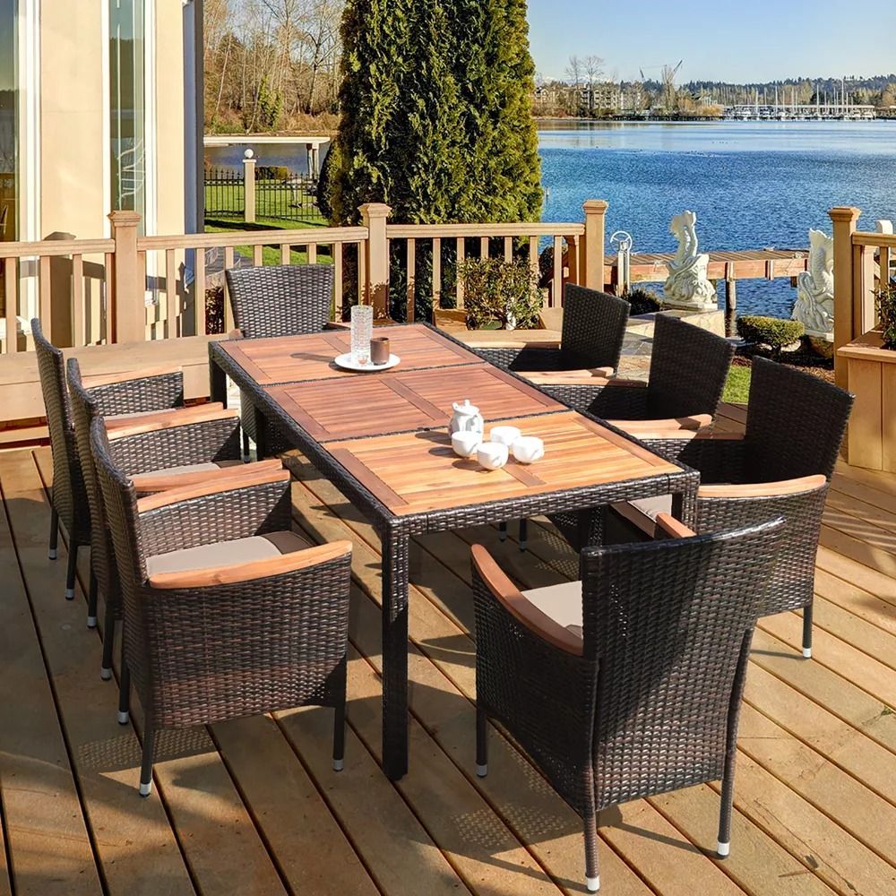 Costway Patio Rattan Dining Table thumbnail 2