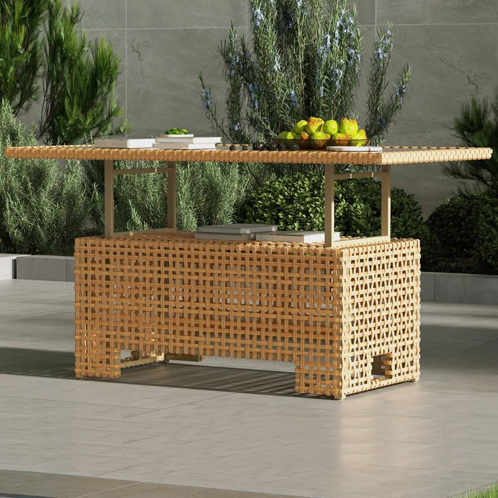 Arnstein Extendable Outdoor Wicker Coffee Table thumbnail 2