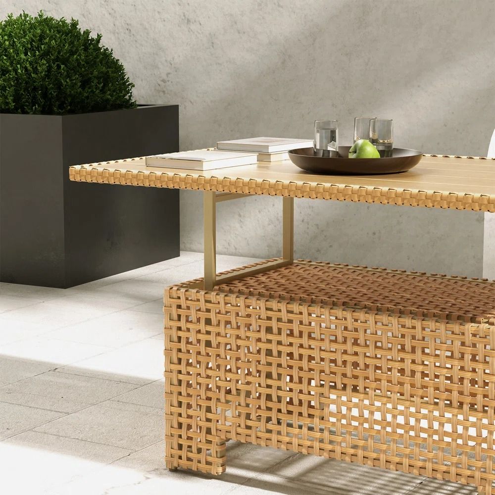 Arnstein Extendable Outdoor Wicker Coffee Table thumbnail 3