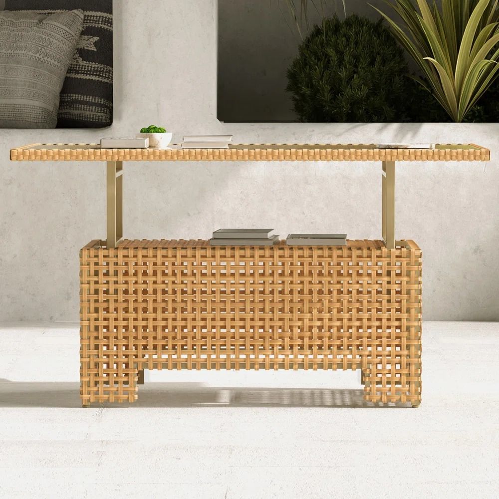 Arnstein Extendable Outdoor Wicker Coffee Table thumbnail 4