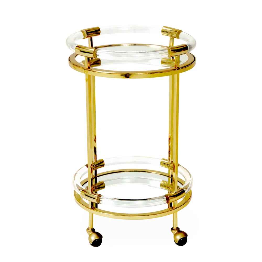 Jacques Round Bar Cart - Brass Jonathan Adler thumbnail 2