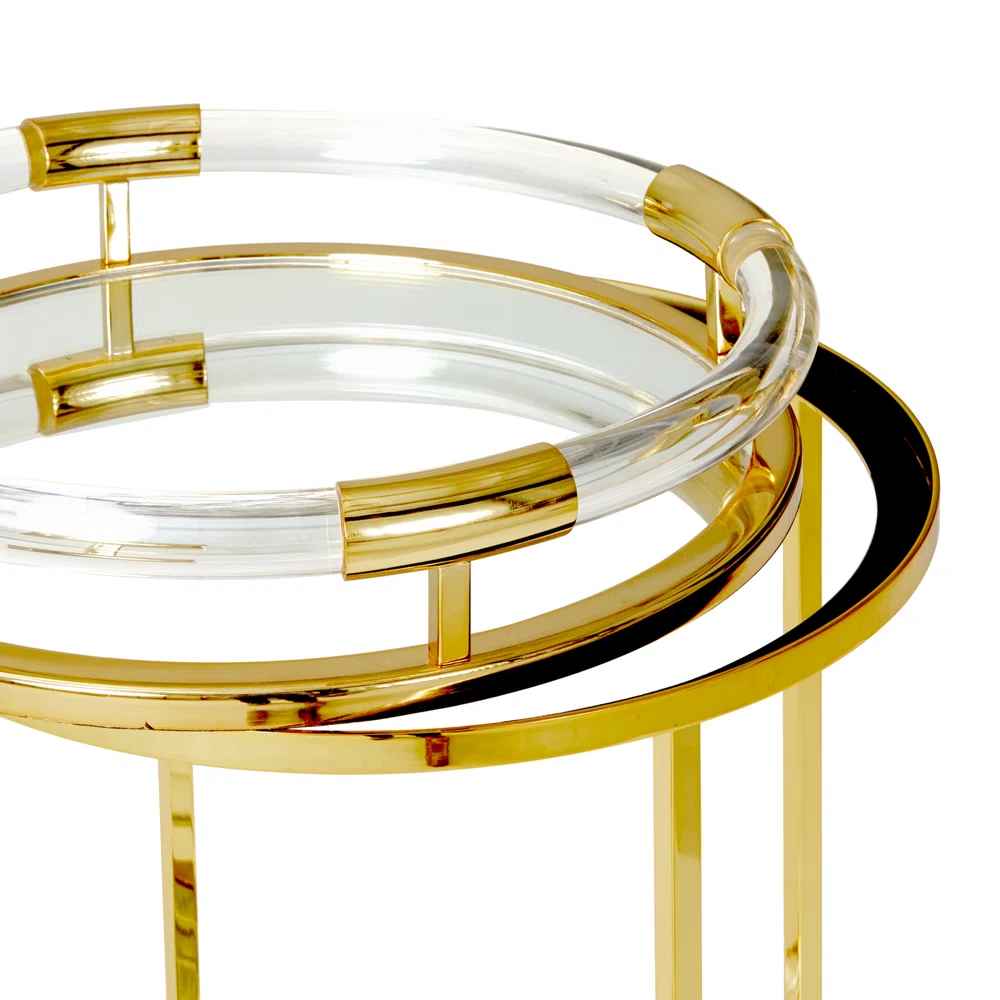 Jacques Round Bar Cart - Brass Jonathan Adler thumbnail 3