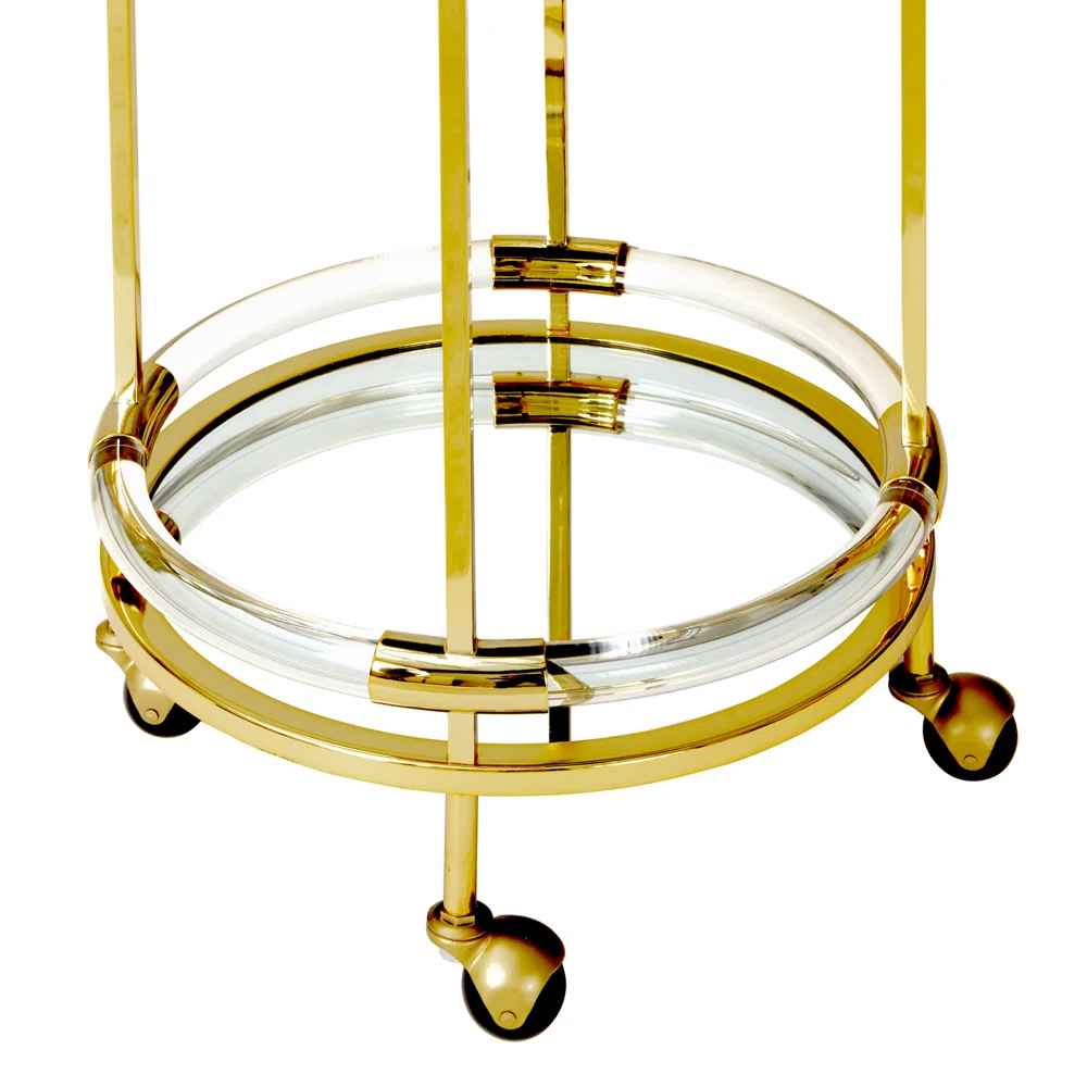 Jacques Round Bar Cart - Brass Jonathan Adler thumbnail 5