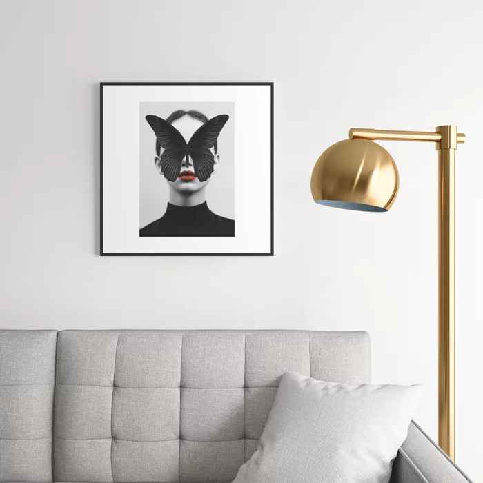 BLACK BUTTERFLY Framed Art Print-20"x20" thumbnail 2