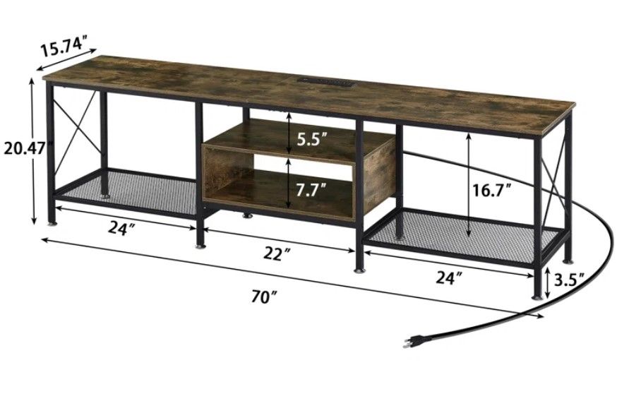 Pridgen TV Stand with Power Outlets Entertainment Center Media Console thumbnail 4