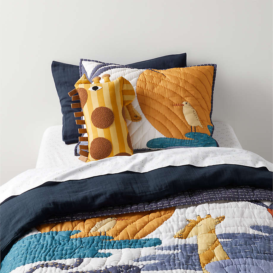 Giraffe Face Striped Embroidered Kids Throw Pillow thumbnail 2