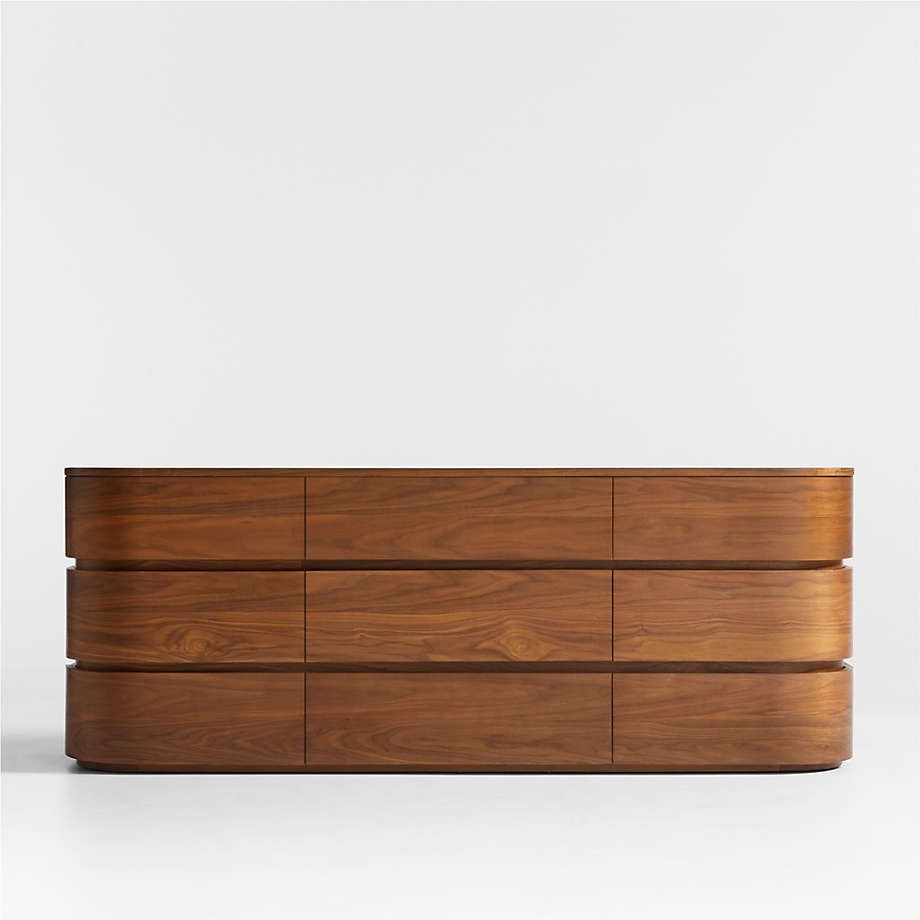 Milano Natural Walnut Wood 9-Drawer Dresser thumbnail 2