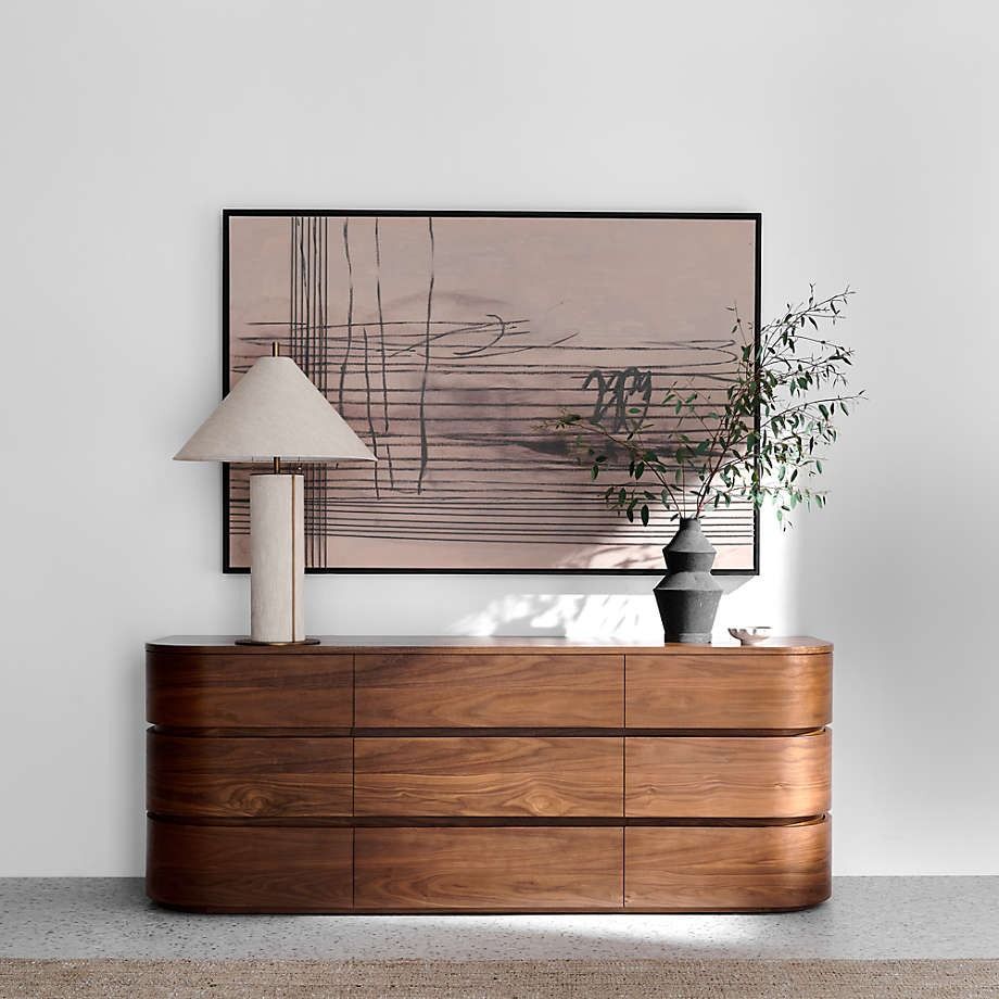 Milano Natural Walnut Wood 9-Drawer Dresser thumbnail 3