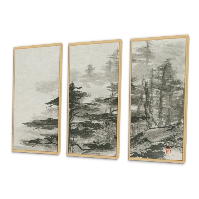 Asian Forest 3 Pieces on Canvas thumbnail 2
