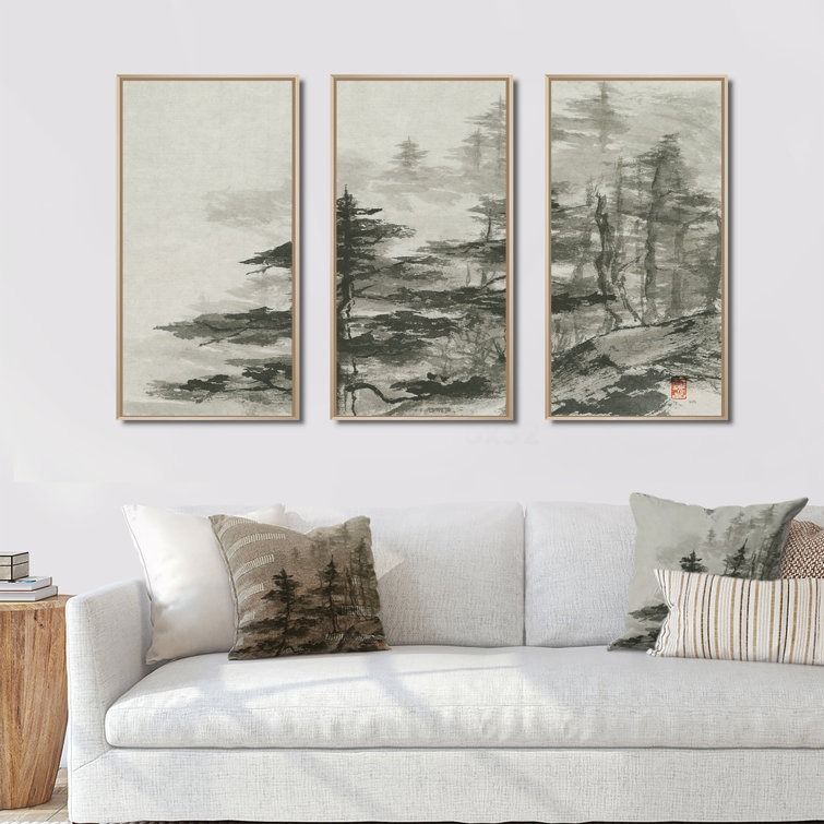 Asian Forest 3 Pieces on Canvas thumbnail 4