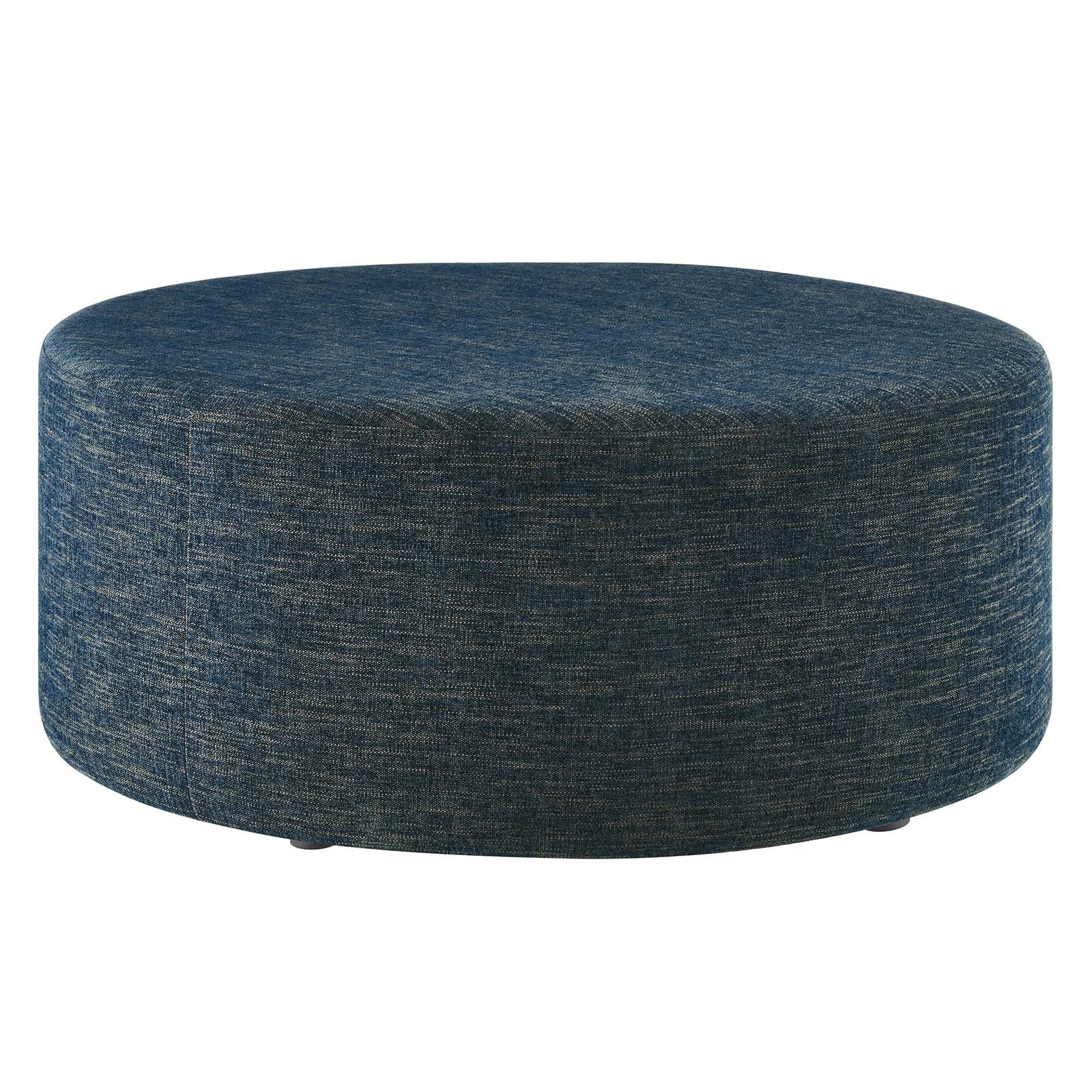 Callum Large 38 Round Woven Heathered Fabric Upholstered Ottoman