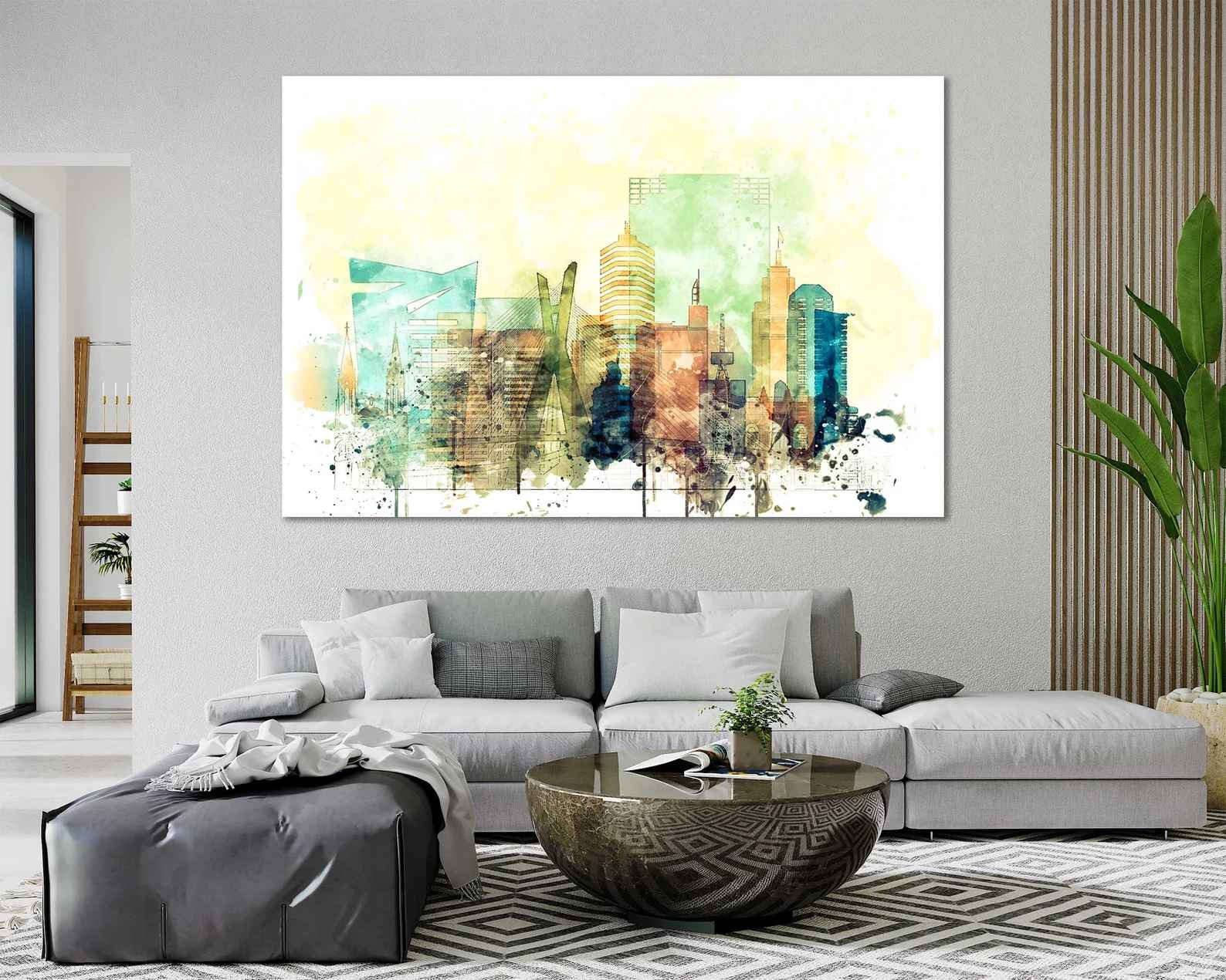 Sao Paulo Watercolor Canvas Prints Wall Art-47"x32" thumbnail 2