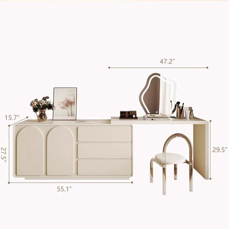 Earnell Modern Home Office Expandable Dresser Desk Combo With Storage With Drawers thumbnail 4
